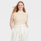 Women's Plus Size Crochet Halter Neck Sweater Vest - Who What Wear Cream
