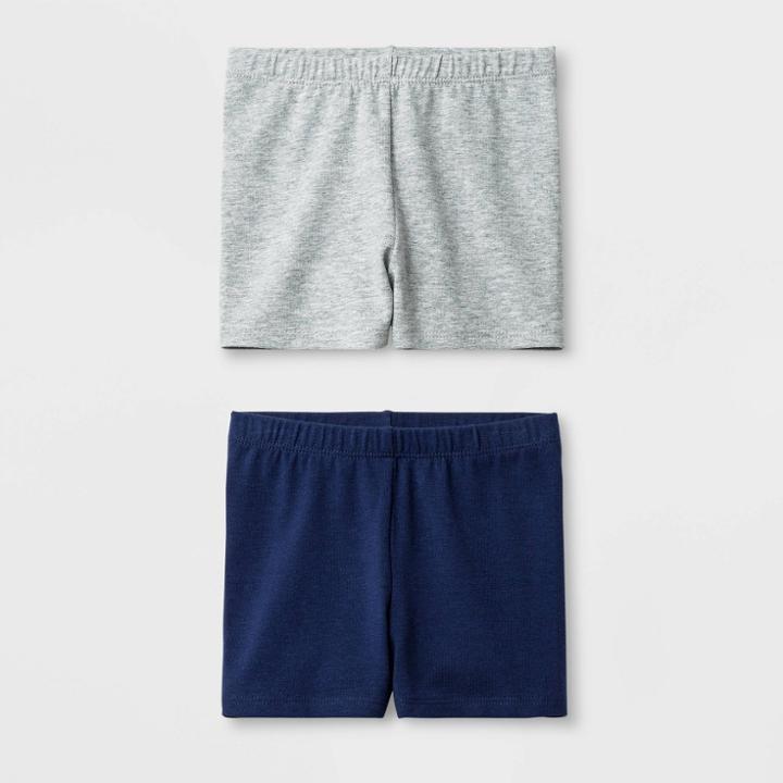 Toddler Girls' 2pk Tumble Trouser Shorts Set - Cat & Jack Navy/gray 12m, Girl's, Blue