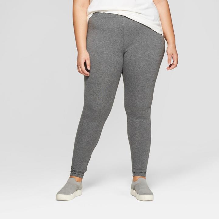 Women's Plus Size Ankle Length Leggings - Ava & Viv Dark Heather Gray X