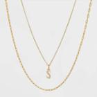 14k Gold Plated Crystal Initial 's' Pendant Chain Necklace - A New Day Gold