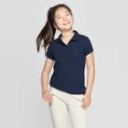Petitegirls' Short Sleeve Pique Uniform Polo Shirt - Cat & Jack Navy S, Girl's, Size: