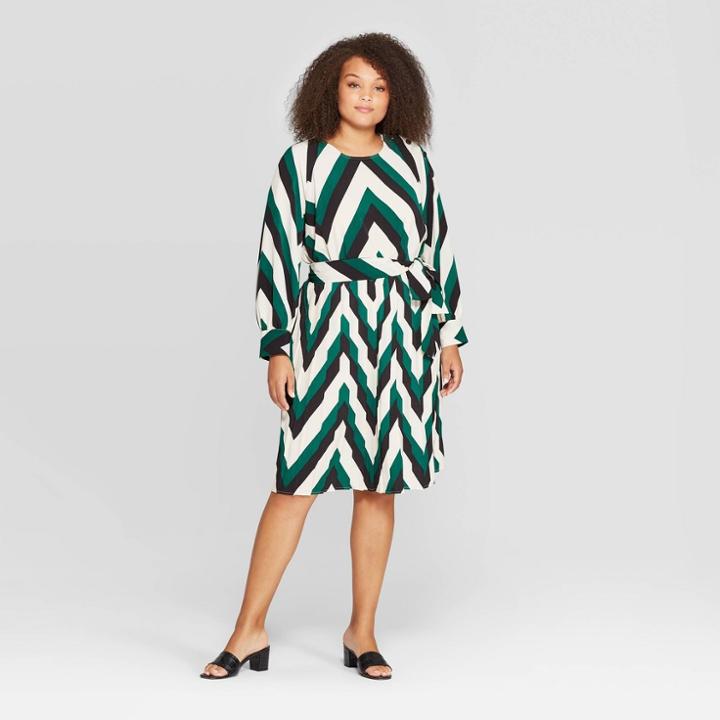 Women's Plus Size Long Sleeve Crewneck Dress - Who What Wear White 3x, Women's,