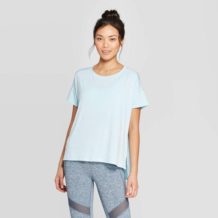 Women's Short Sleeve Woven Pieced T-shirt - C9 Champion Ice Blue