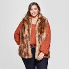 Women's Plus Size Faux Fur Vest - Universal Thread Brown