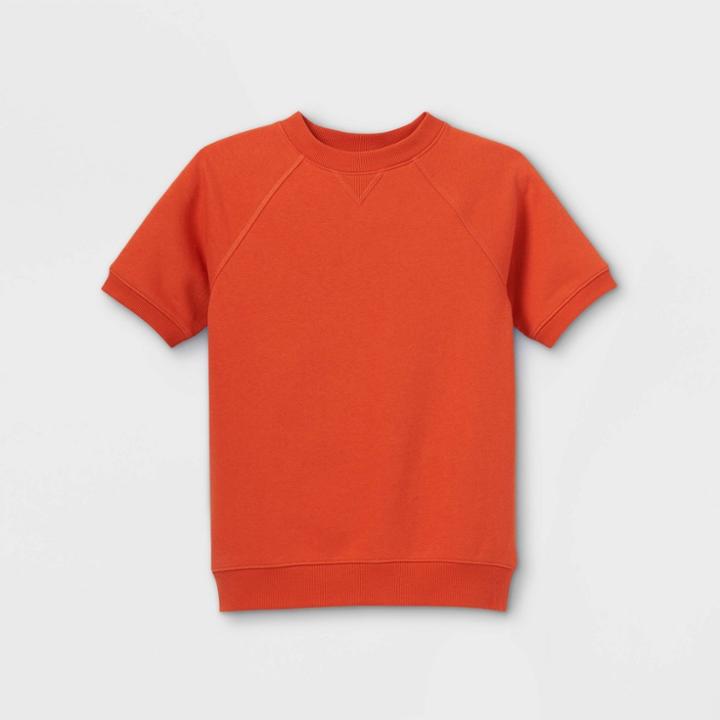 Kids' Short Sleeve Pullover Sweatshirt - Cat & Jack Orange
