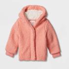 Toddler Girls' Long Sleeve Faux Fur Jacket - Cat & Jack Coral Pink