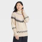 Women's Turtleneck Pullover Sweater - A New Day Oatmeal Fair Isle