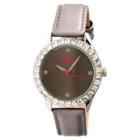 Women's Boum Chic Watch With Mirrored Dial And Crystal Surrounded Bezel-charcoal, Heather Black