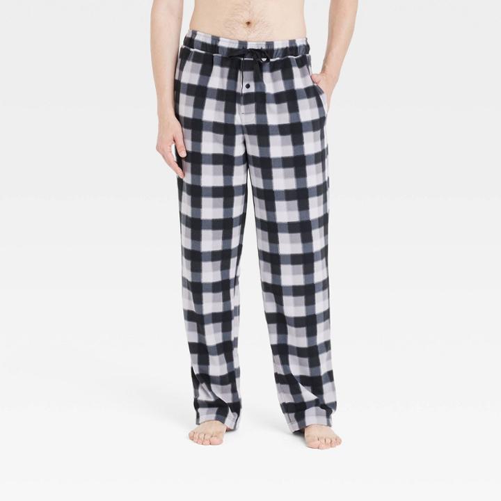 Men's Buffalo Plaid Microfleece Pajama Pants - Goodfellow & Co Black