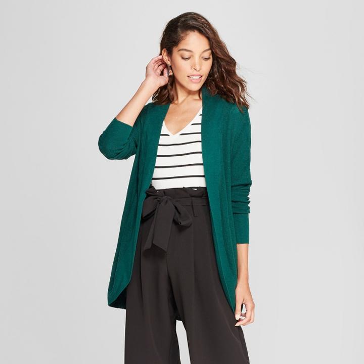 Women's Cocoon Cardigan - A New Day Dark Green