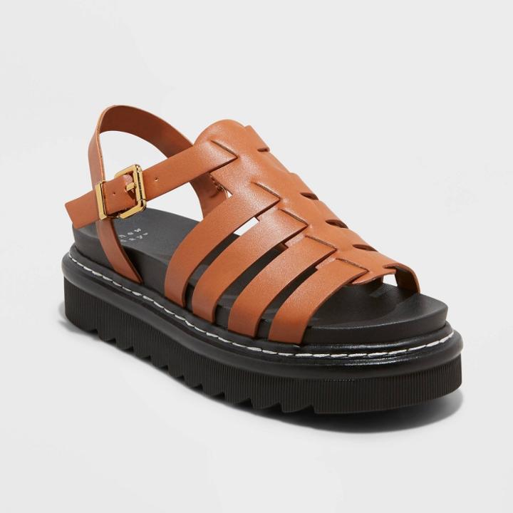 Women's Monroe Platform Sandals - A New Day Brown