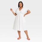 Women's Plus Size Short Sleeve Tied Dress - Ava & Viv White X