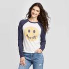 Women's Smiley Face Best Life Long Sleeve T-shirt - Zoe+liv (juniors') - Ivory Xs, Women's, White