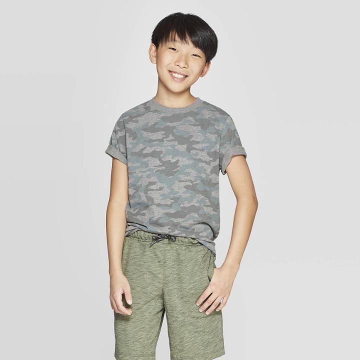 Boys' Short Sleeve Camo Print T-shirt - Cat & Jack Gray