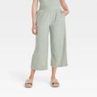 Women's High-rise French Terry Wide Leg Ankle Pull-on Pants - A New Day Green