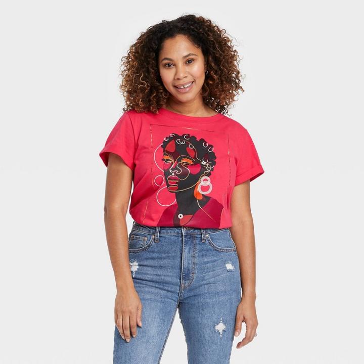 No Brand Black History Month Women's Family Moment Beautiful Woman Short Sleeve T-shirt - Pink