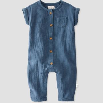 Baby Organic Cotton Gauze Overalls - Little Planet By Carter's Teal Blue
