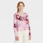 Girls' Rib Button-front Long Sleeve T-shirt - Art Class