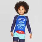 Toddler Boys' 'water You Waiting For' Rash Guard - Cat & Jack Blue