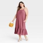 Women's Plus Size Sleeveless Ruffle Hem Dress - A New Day Purple