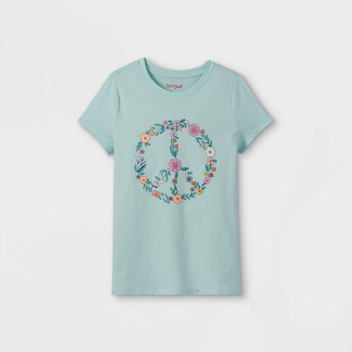 Girls' 'peace Flowers' Graphic T-shirt - Cat & Jack Mint