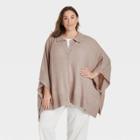 Women's Plus Size Collar Pullover - A New Day Tan