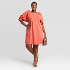Women's Plus Size Puff Short Sleeve T-shirt Dress - Universal Thread Coral