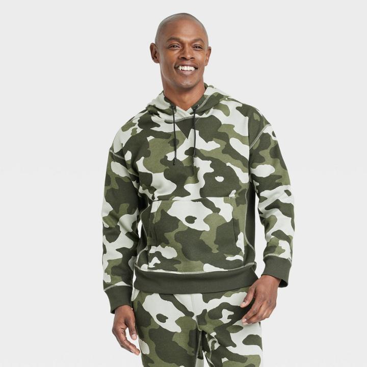 Men's Cotton Fleece Hooded Sweatshirt - All In Motion Camo