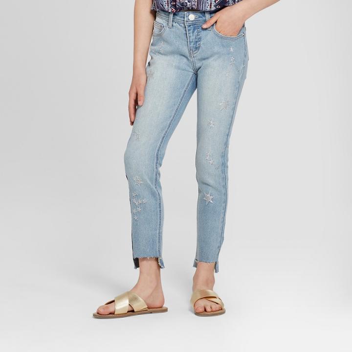 Girls' Jeans With Star Stitching - Art Class Light Denim