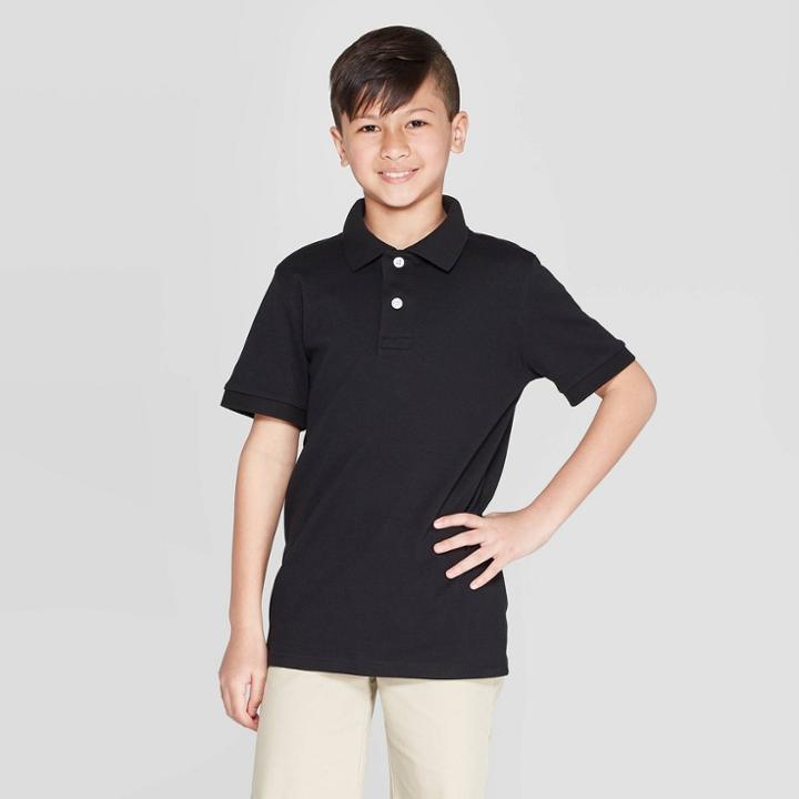 Boys' Short Sleeve Interlock Polo Shirt - Cat & Jack Black