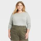 Women's Plus Size Long Sleeve Crewneck T-shirt - Ava & Viv Gray X