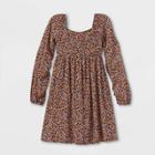 Girls' Long Sleeve Square Neck Dress - Art Class Black