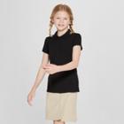 Girls' Short Sleeve Pique Uniform Polo Shirt - Cat & Jack Black