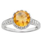 2 Tcw Tiara Round-cut Citrine Crown Ring In Sterling Silver -