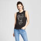 Women's Disney Save The Mermaids Puff Ink Graphic Tank Top (juniors') Black