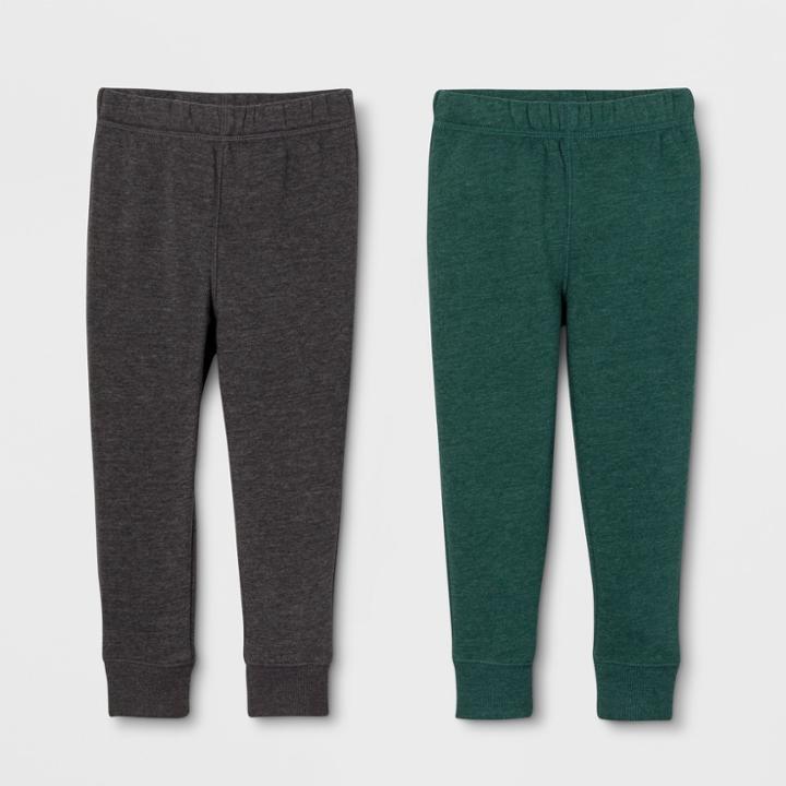 Toddler Boys' Jogger Fit Fleece 2pk Sweatpants - Cat & Jack Gray/green 12m, Boy's, Black