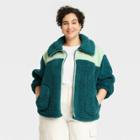 Women's Plus Size Hooded Sherpa Anorak Jacket - Universal Thread Blue Colorblock