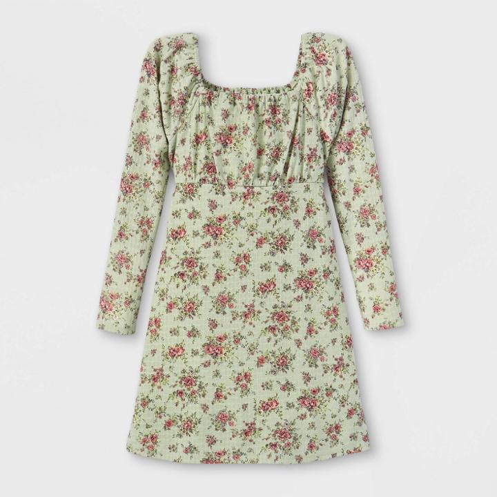 Girls' Floral Long Sleeve Dress - Art Class