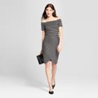 Women's Ponte Striped Dress - Vanity Room Black/white