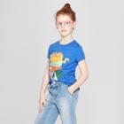 Girls' Short Sleeve Reading Cat Graphic T-shirt - Cat & Jack Blue