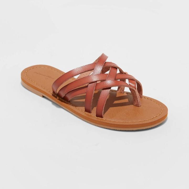 Women's Josephine Wide Width Multi Strap Sandals - Universal Thread Cognac