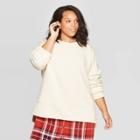 Women's Plus Size Long Sleeve Crewneck Fleece Tunic Pullover Sweatshirt - Universal Thread Cream 3x, Women's, Size: