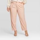 Women's Plus Size Pleat Front Straight Trouser - A New Day Light Pink