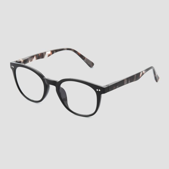 Women's Shiny Plastic Round Blue Light Filtering Glasses - Universal Thread Black Wash