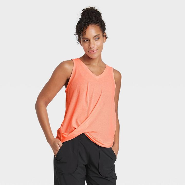 Women's Twist-front Ribbed Tank Top - All In Motion Coral