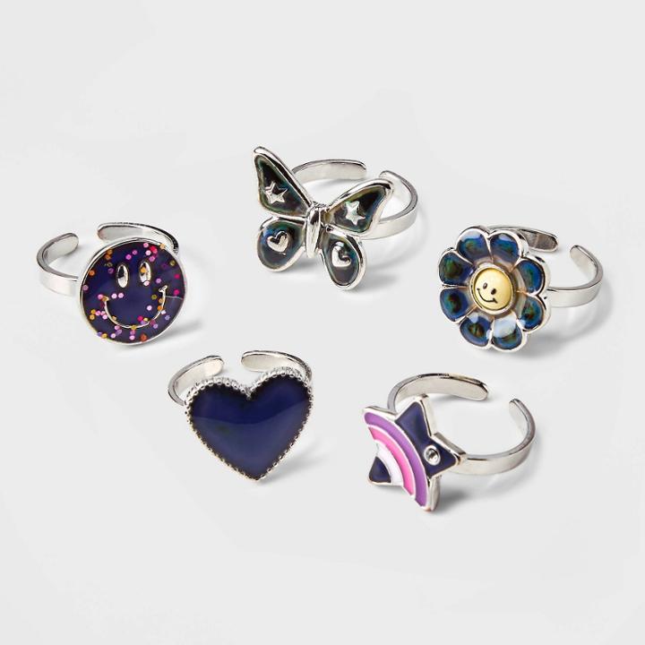 Girls' 5pk Mood Ring Set - Cat & Jack , One Color