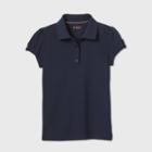Petitegirls' Short Sleeve Interlock Uniform Polo Shirt - Cat & Jack Navy