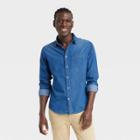 Men's Long Sleeve Button-down Shirt - Goodfellow & Co Blue Denim