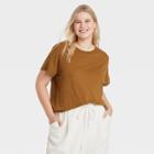Women's Plus Size Short Sleeve T-shirt - A New Day Olive