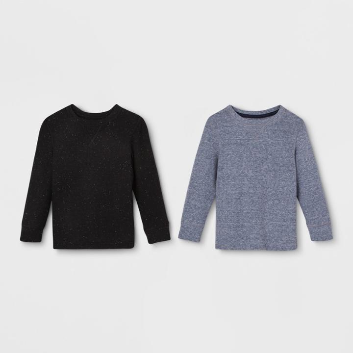 Toddler Boys' 2pk Thermal Long Sleeve T-shirt - Cat & Jack Navy/black
